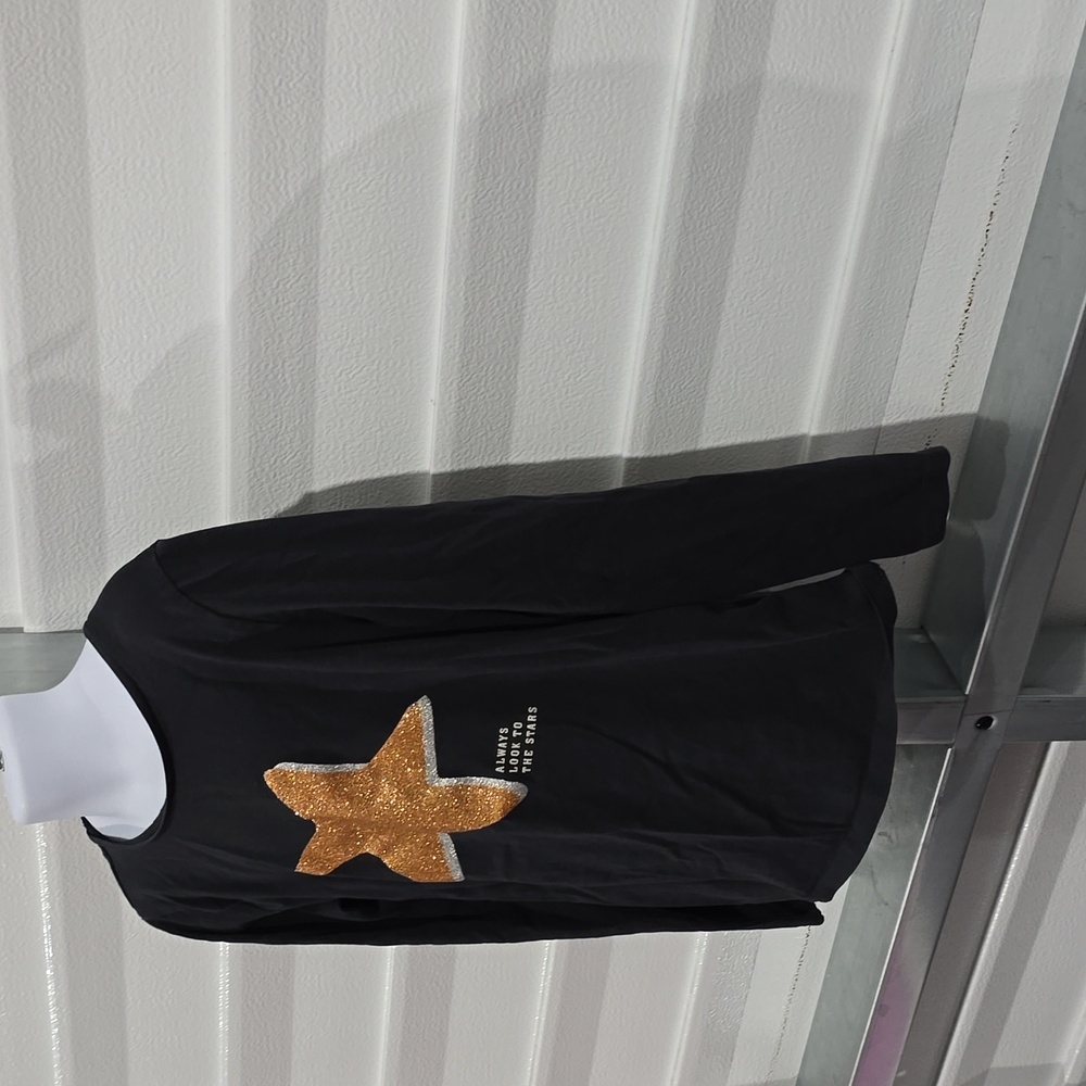 H&M Black Long Sleeve With Gold Star Shirt Size 8/10 - Picture 3 of 10